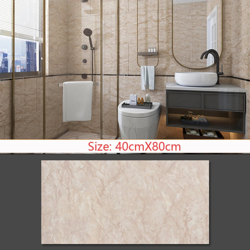 Self Adhesive Marble Wallpaper Waterproof Floor Sticker Bathroom Living Room TV Background Renovation  Wall Ground Decor