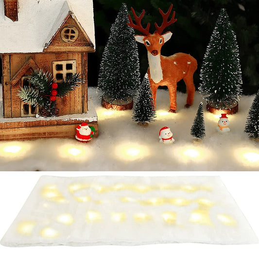 Christmas Decoration Simulation Snow Artificial Snow Cover Blanket with LED Light Christmas Village Snowflakes Backdrop Decor