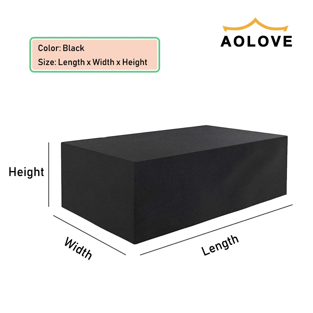 Patio Outdoor Furniture Covers Waterproof Rain Snow Dust WindProof Anti-UV Oxford Fabric Garden Sofa Chair Table Cover Black