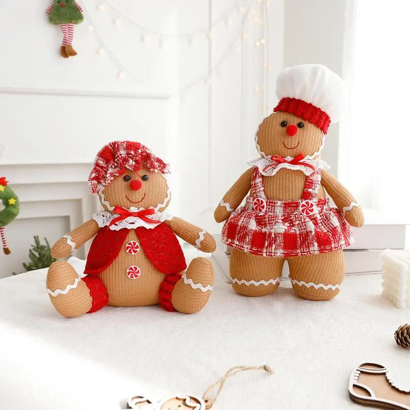 Gingerbread Man Plush Toy Christmas Plush Cute Doll Gingerbread Plush Throw Pillow Stuffed Toy Home Christmas Decorations