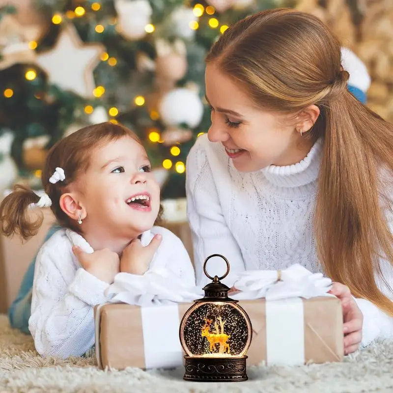 Christmas Snow Globes Lantern Lighted Transparent Crystal Ball With Swirling Glitter Christmas Decoration for Home Navidad Gift