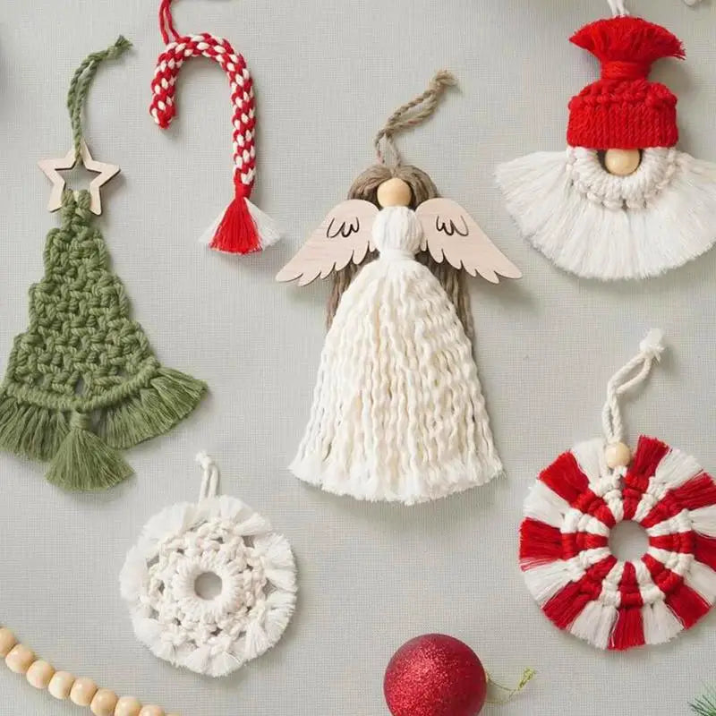 Crochet Kit Christmas Christmas Tree Macrame Kit Holiday Crochet Material Package Handmade Cotton Rope Knitting Kit For Girls