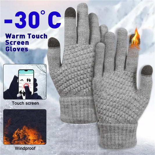 Winter Wolle Warme Strickhandschuhe Handy Touchscreen Strickhandschuhe Vollfinger Guantes Weibliche Häkelhandschuhe Für Männer Frauen