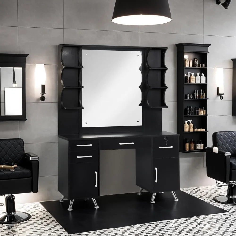 Vanity Set with Mirror Make up Table Spa Beauty Styling Barber Station Equipment Suitable for hair salons, apartments, bedrooms