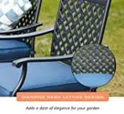 4 Piece Outdoor Patio Metal Wrought Iron Dining Chair Set with Arms and Seat Cushions - Blue