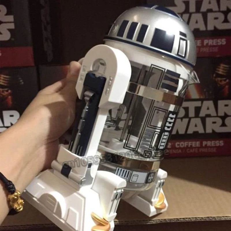 960ml Moka Hand Coffee Maker R2-d2 Cartoon Star Wars Robot Office Home Manual Thermal Stainless Steel Pressing Mini Coffee Pot