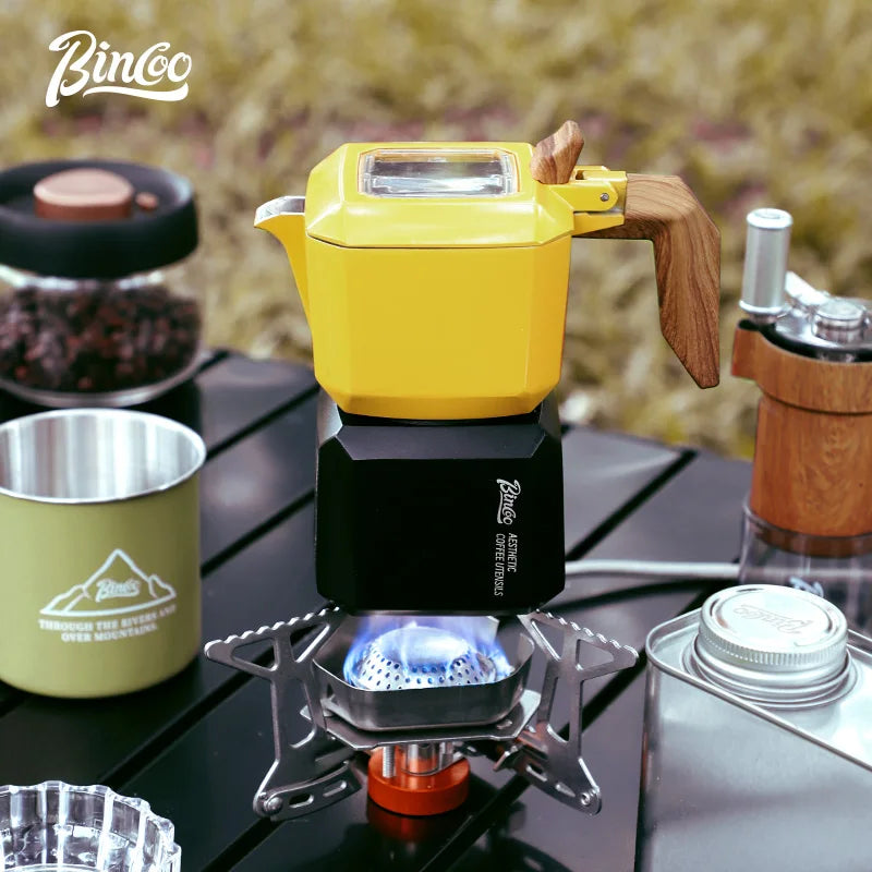 BINCOO Double Valve Moka Pot Square Coffee Pot Espresso Coffee Maker for Home and Outdoor Two cups