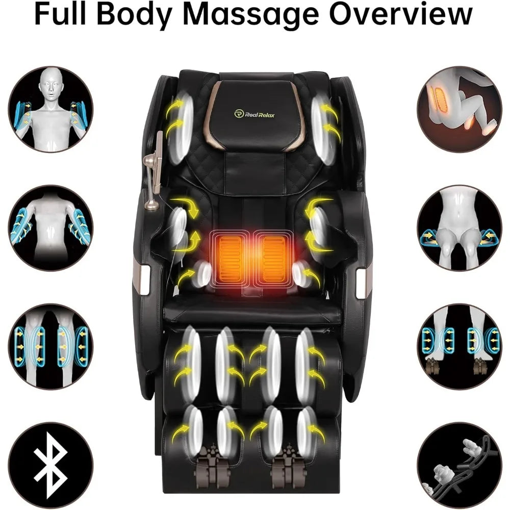 2024 Massage Chair of Dual-core S Track, Full Body Massage Recliner of Zero Gravity with APP Control, Black and Gray