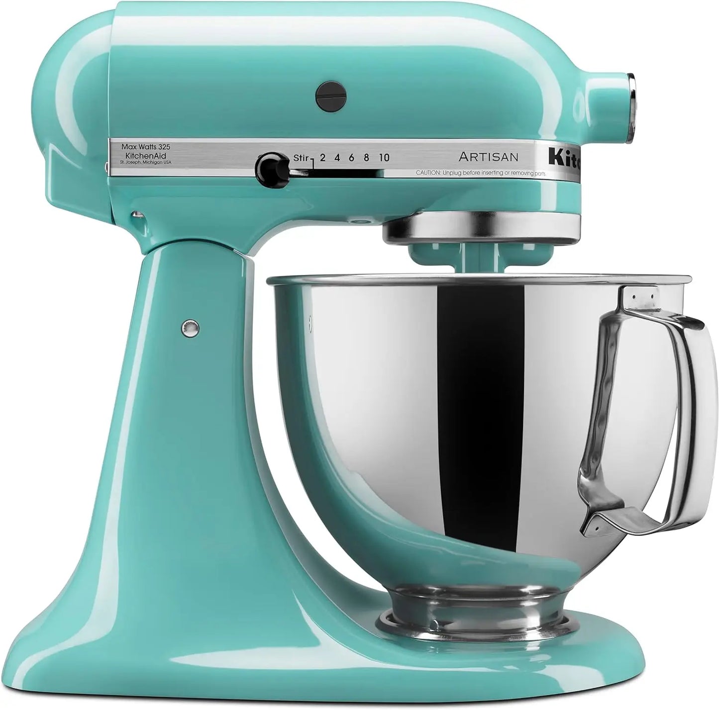 Series 5 Quart Tilt Head Stand Mixer with Pouring Shield KSM150PS, Removable bowl, Aqua Sky