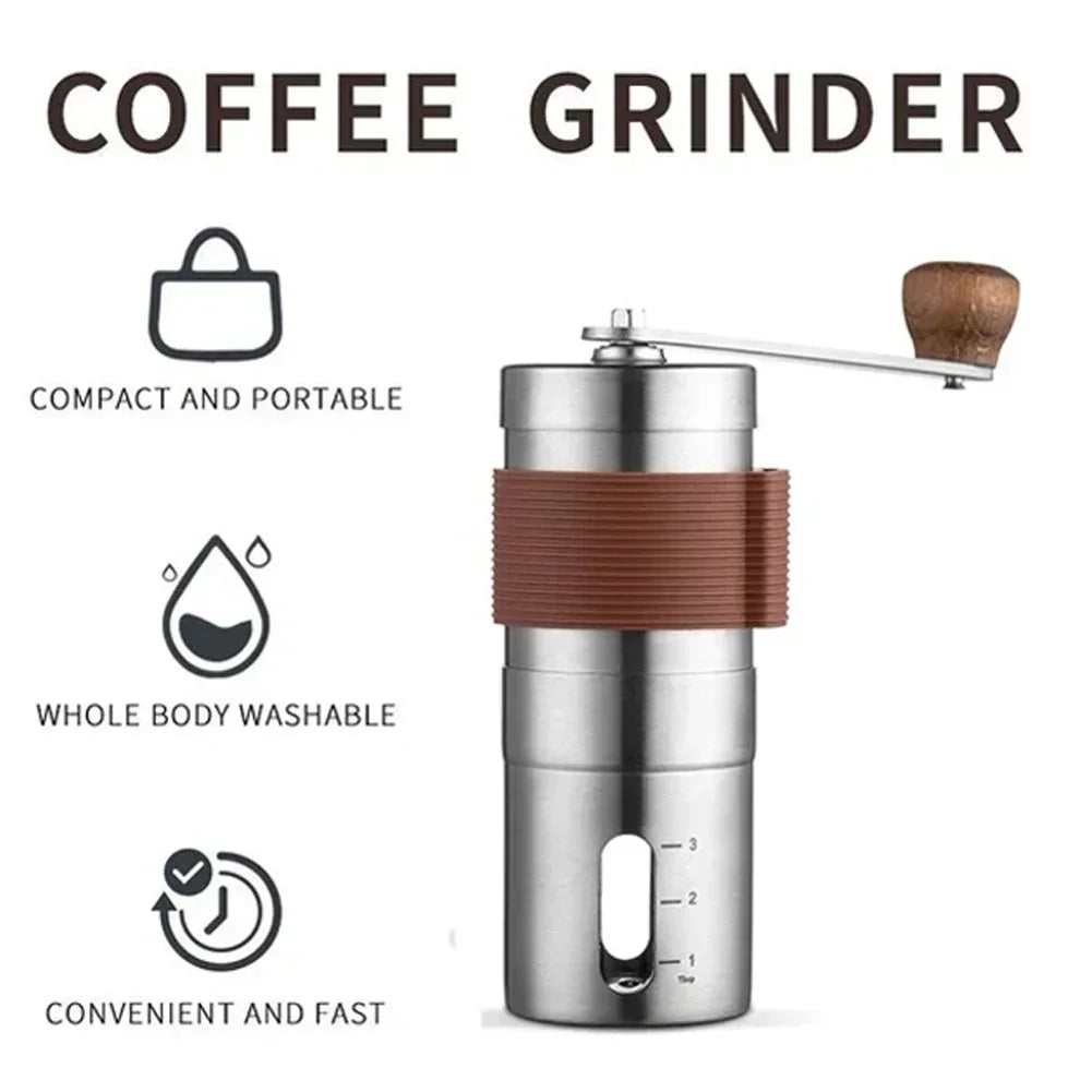 Premium Stainless Steel Manual Coffee Grinder With Scale Hand-cranked Coffee Machine Portable Adjustable Mini Coffee Grinder