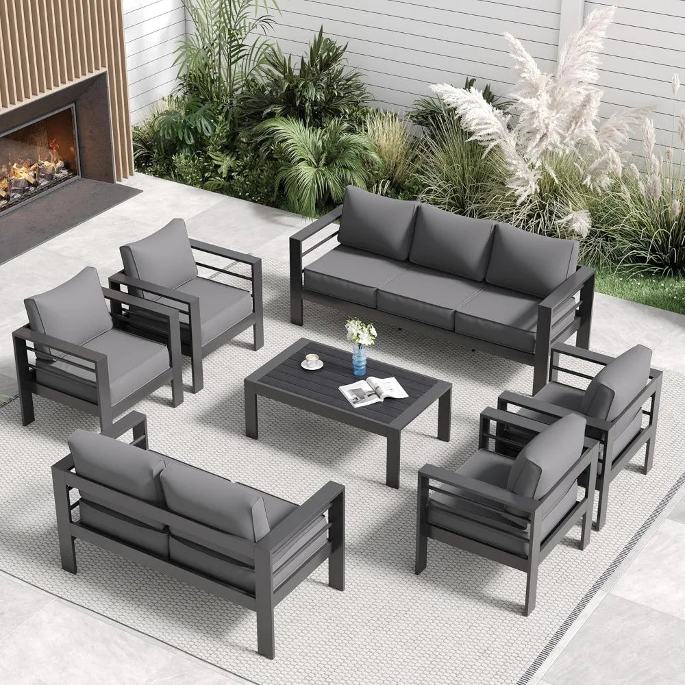 Aluminum Patio Furniture Set,10 Piece Outdoor Furniture Set, Patio Furniture Set with Waterproof Covers for Backyard Garden