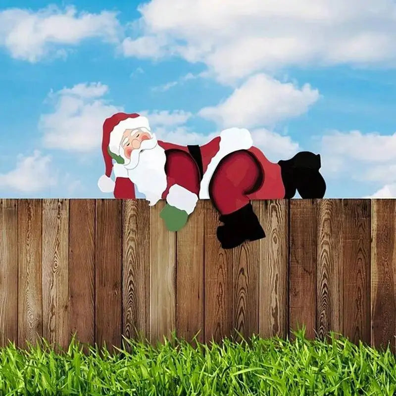 Christmas Fence Peeker Decoration Christmas Fence Peeker Funny Christmas Fence Yard Signs For Holiday Garden Courtyard