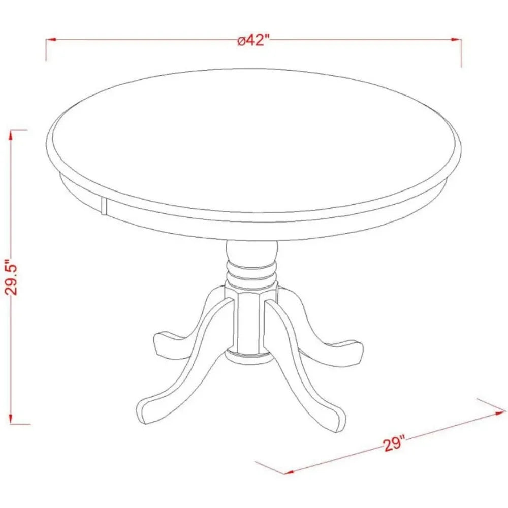 5 Piece Kitchen Table & Chairs Set Includes a Round Dining Room Table with Pedestal and 4 Coffee Linen Fabric Parsons