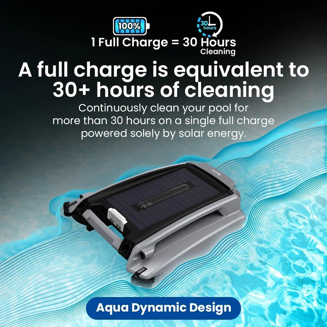 Powered Robotic Pool Skimmer with Dual Charging Options and 30-Hour Continuous Cleaning Battery Power, Shallow Water