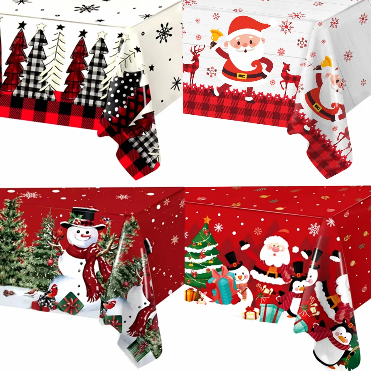 Christmas Tablecloth Merry Chirstmas Decoration For Home 2024 Xmas Snowflake Table Cloth Navidad Noel Notal New Year 2025 Dec