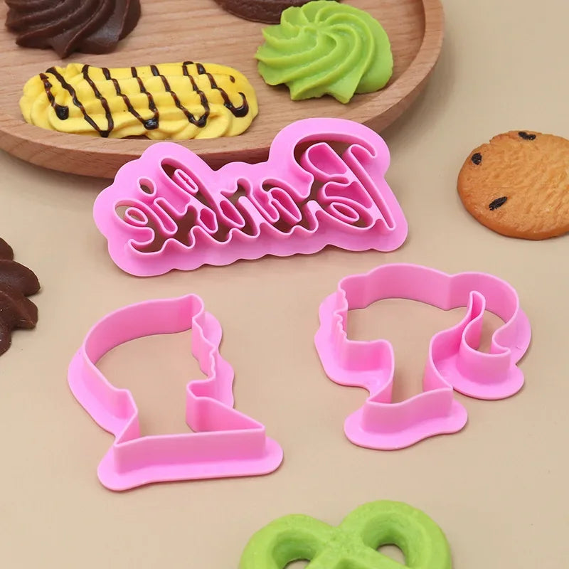 Barbie Cookie Cutter Set Kawaii Kitchen Accessories Pink Cookie Mold Stamp Baking Tools Christmas Molds Party Decoration