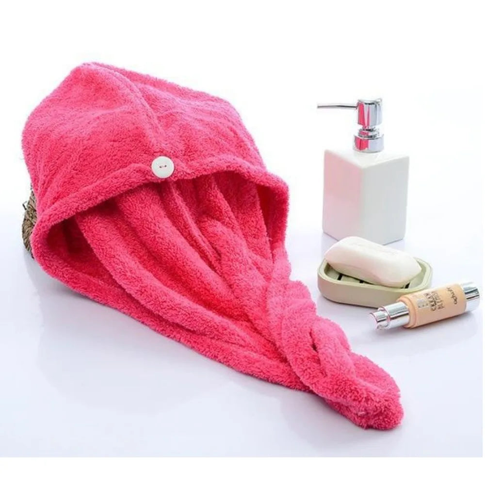 Turban Head Wrap Bathing Tools Microfibre After Shower Hair Drying Wrap Womens Girls Ladies Towel Quick Dry Hair Hat Cap Pink