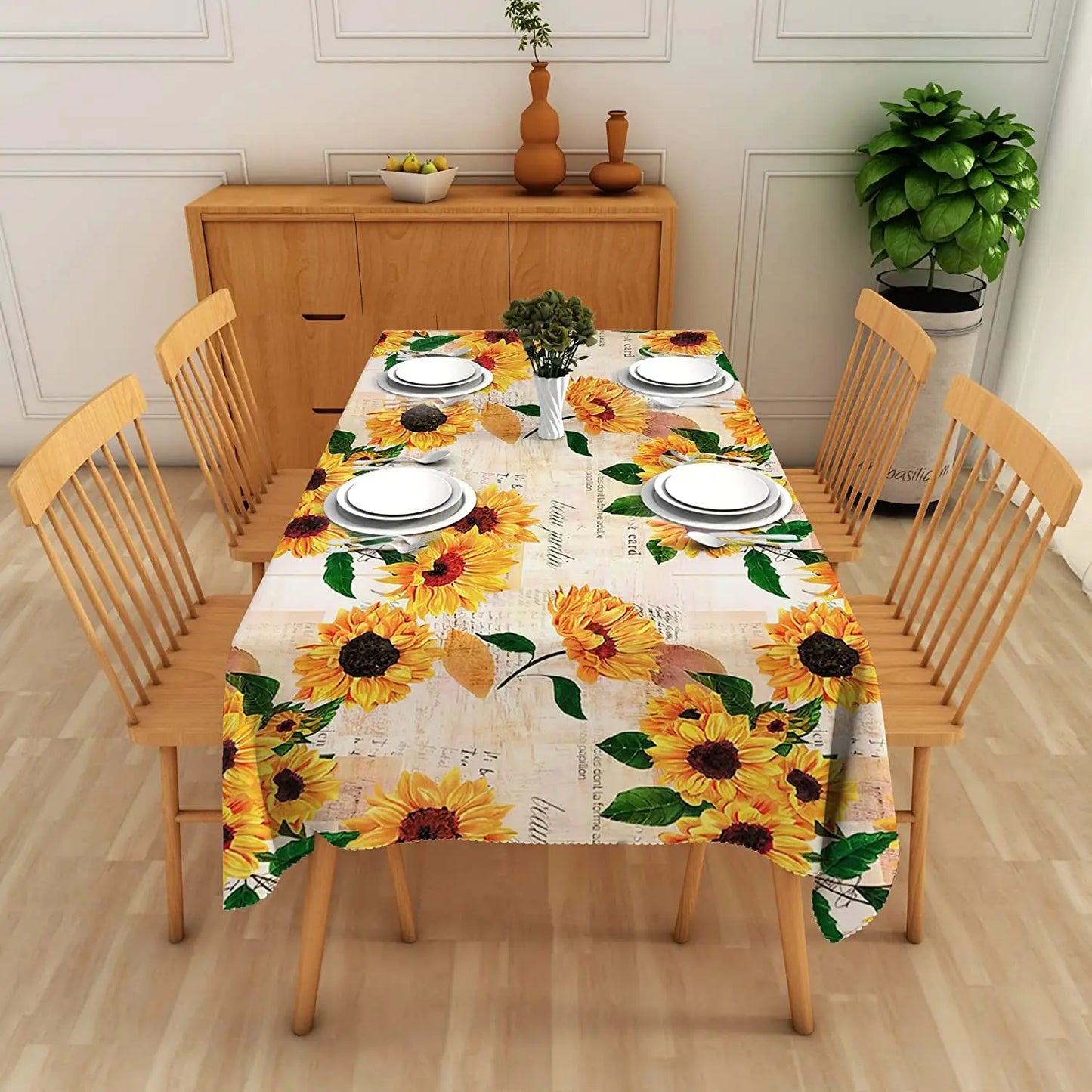 Sunflower Rectangle Tablecloth, Vintage Farmhouse Waterproof Durable Tablecloth for Home Kitchen Dining Room Outdoor Picnic Mat