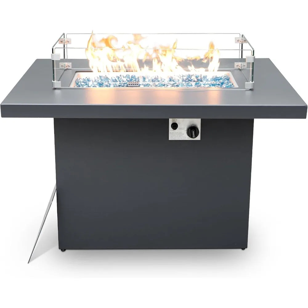 43" Patio Outdoor Propane Fire Pit Table with Waterproof Cover 55,000 BTU Auto-Ignition Gas Fires Pits Tables, Outdoor Fire Pit