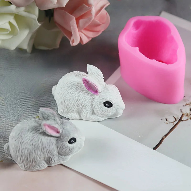 3d Rabbit Silicone Candle Mold Easter Bunny Fondant Cake Chocolate Desser Silicone Mould Mousse Cookie Making Kitchen Tools