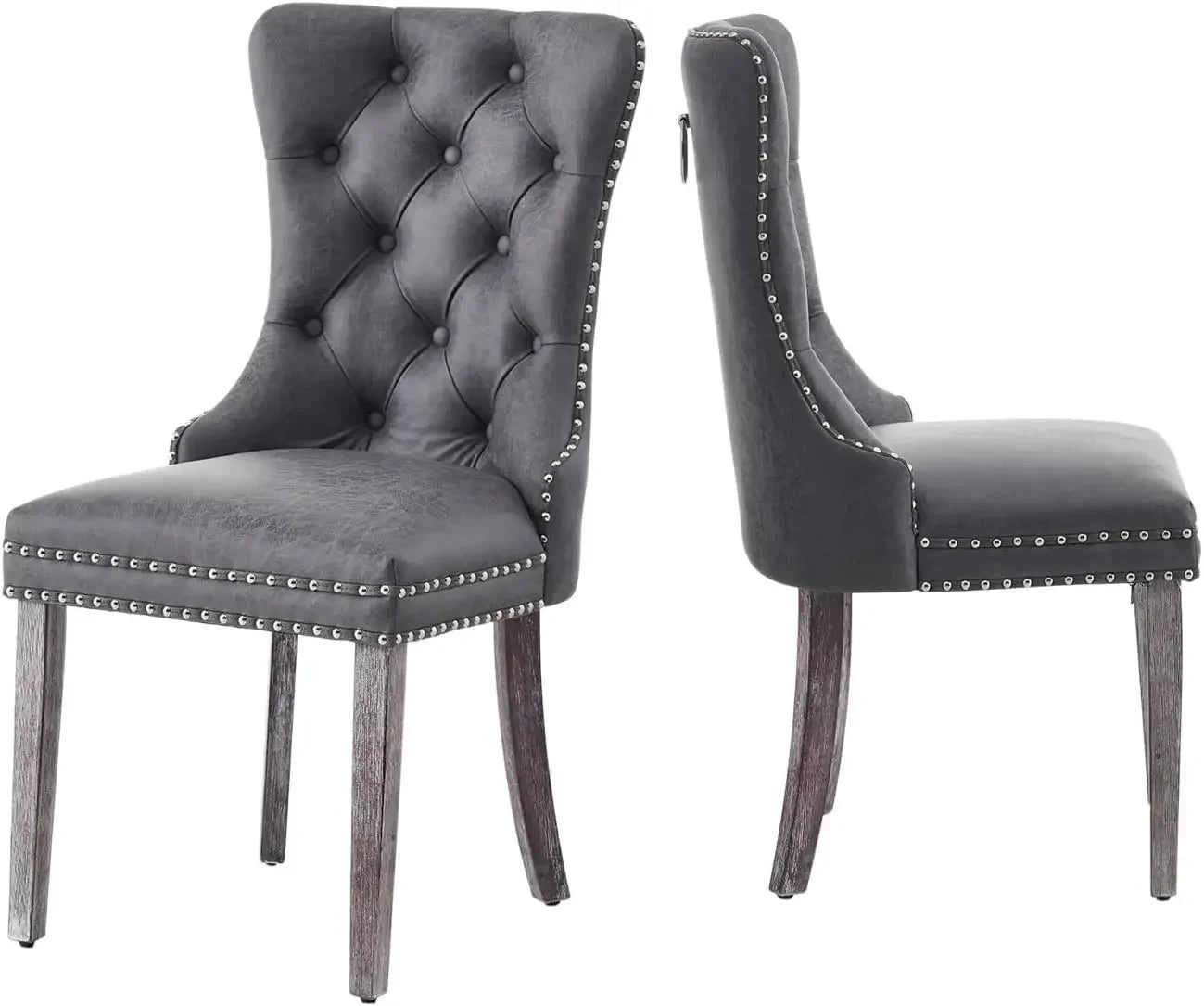 Velvet Dining Chairs Set of 6, Ring Pull Trim and Button Back, Luxury Tufted Dining Chairs for Living Room, Dining Chair