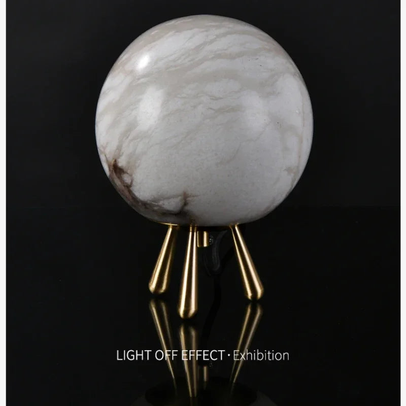 Luxury Natural Marble Table Lamp Ring Ball Led Lights Creative Bedroom Living Room Night Lights Home Decorations LED Desk Lamp