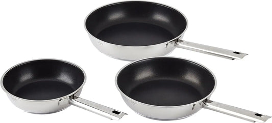 Set of Frying Pans Set of 3 20/24/28 cm Diameter with Non-Stick Coating 3 Diameter, Stainless Steel, 24 cm, 3 Units