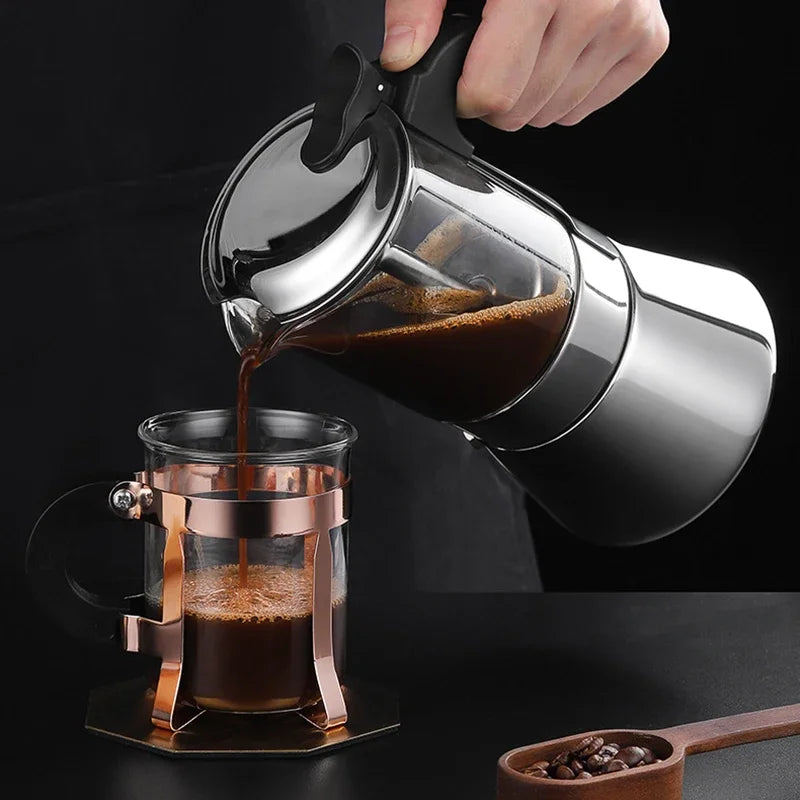 Stainless Steel Glass Coffee Maker CoffeePot Moka Pot Coffee Makers Kettle Coffee Brewer Latte Percolator Stove CoffeeTools