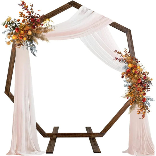 Wedding Arch 7.2FT, Heptagonal Wood Wedding Arches for Ceremony, Wooden Wedding Arch Arbor (Drapes & Flowers Not Included)