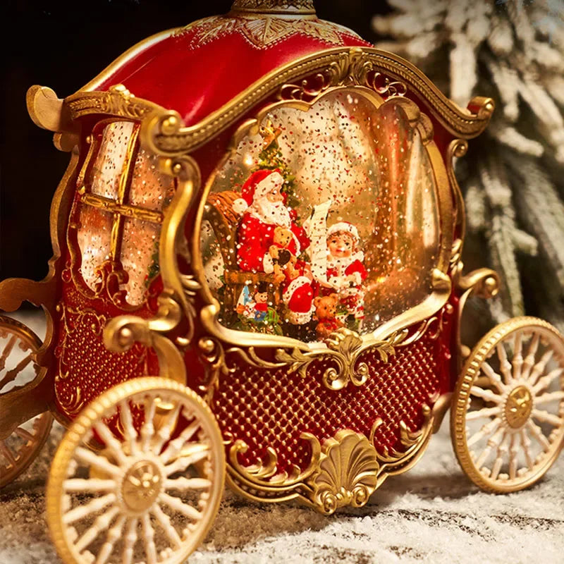 Christmas Music Box Carriage Old Man Snow Crystal Ball Snowman Children Crafts Birthday Gift Girls Adornos Navidad Home Product