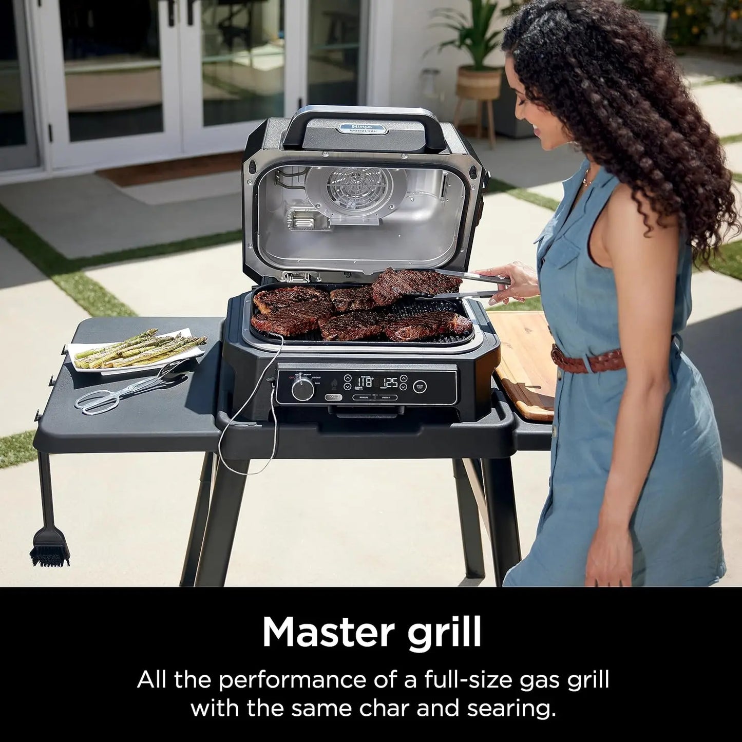 XL Outdoor Grill & Smoker with Built-In Thermometer, 4-in-1 Master Grill, BBQ Smoker, Outdoor Air Fryer, Bake, Portable