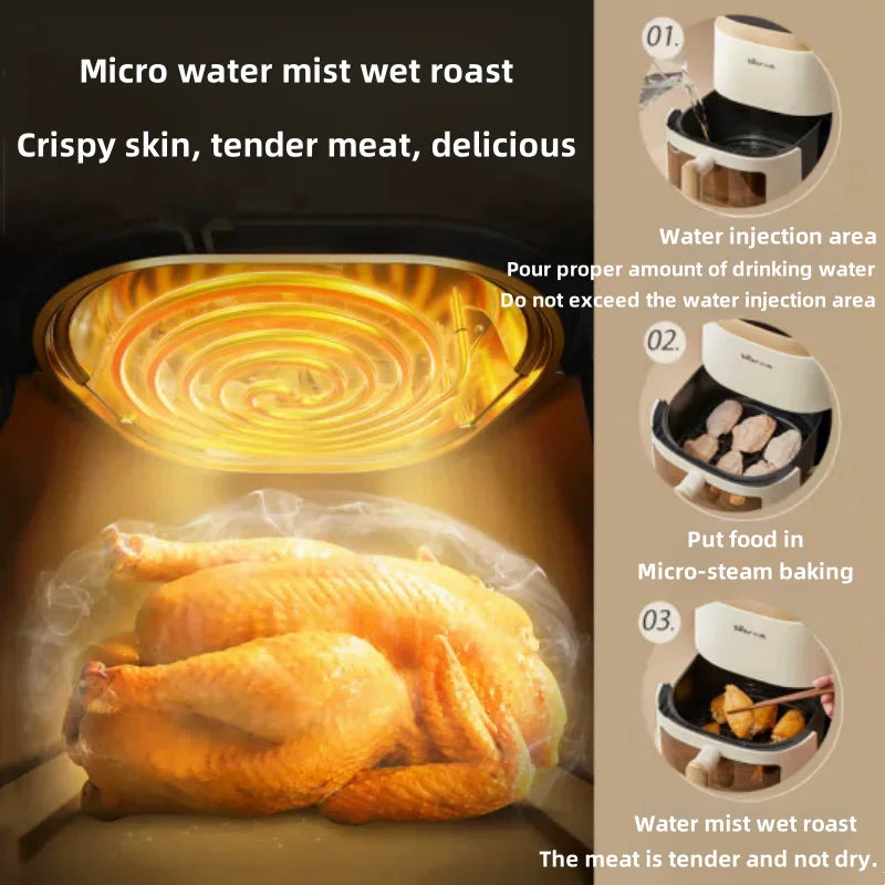 Bear Multi-function Air Fryer Household Electric Fryer 5L Large Capacity Frying and Baking Machine Touch Screen Control