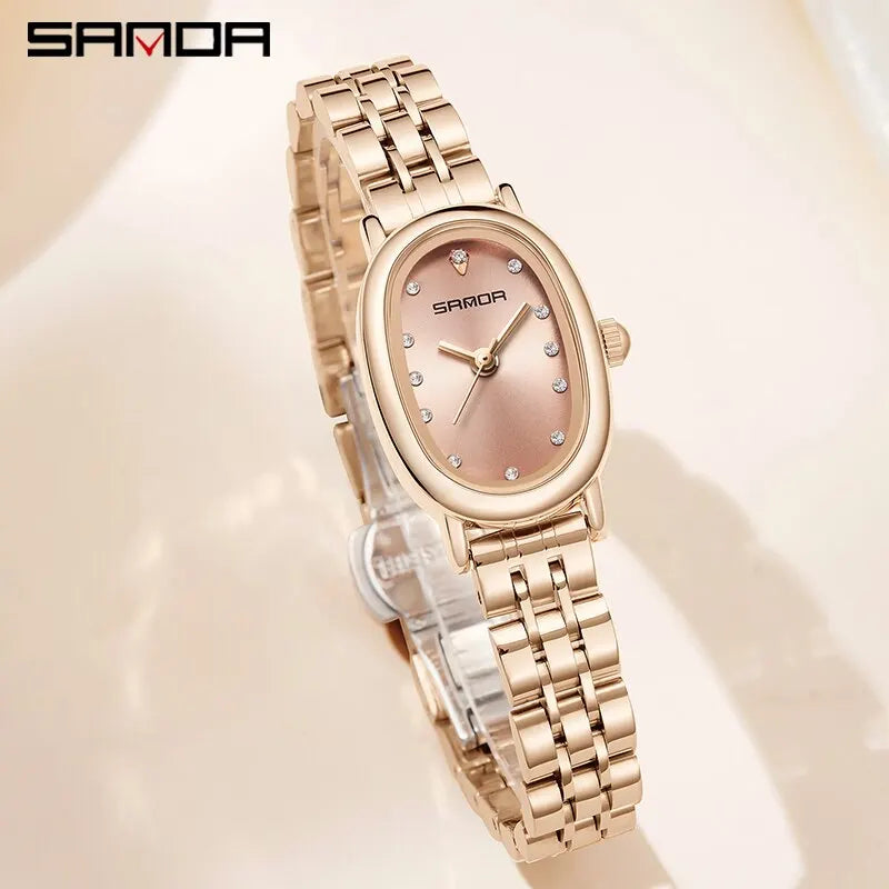 SANDA Women Quartz Watches Luxury Fashion Diamond Ladies Watch Waterproof Stainless Stain Wristwatch Girlfriend Gift Dress Watch