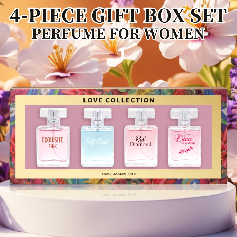 Women's Love Collection Fragrance Set Eau De Parfum Spray 4-Piece Gift Set Long Lasting 1.02 Fl Oz per Bottle