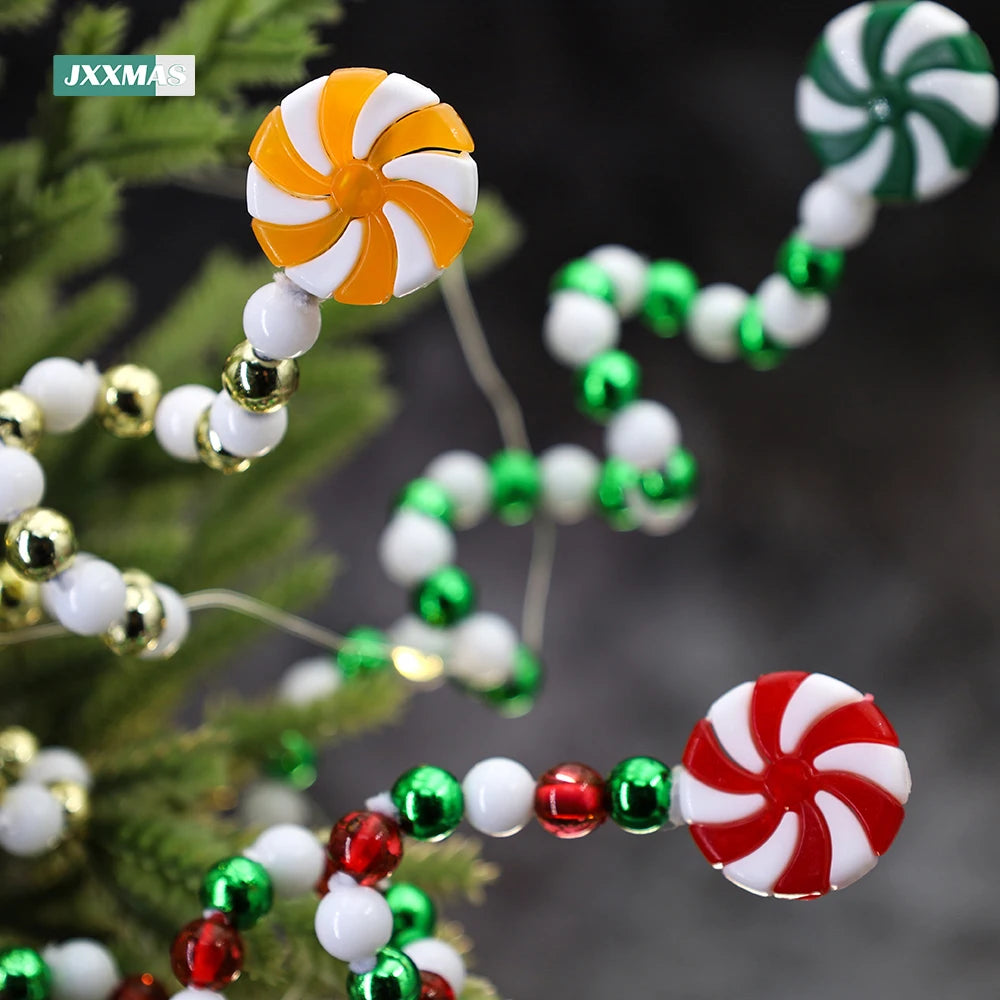 4pcs Candy Cane Christmas Decoration Bells Lollipop Hanging Ornaments for Xmas Tree Home Decor Noel Gifts Navidad Party Supplies