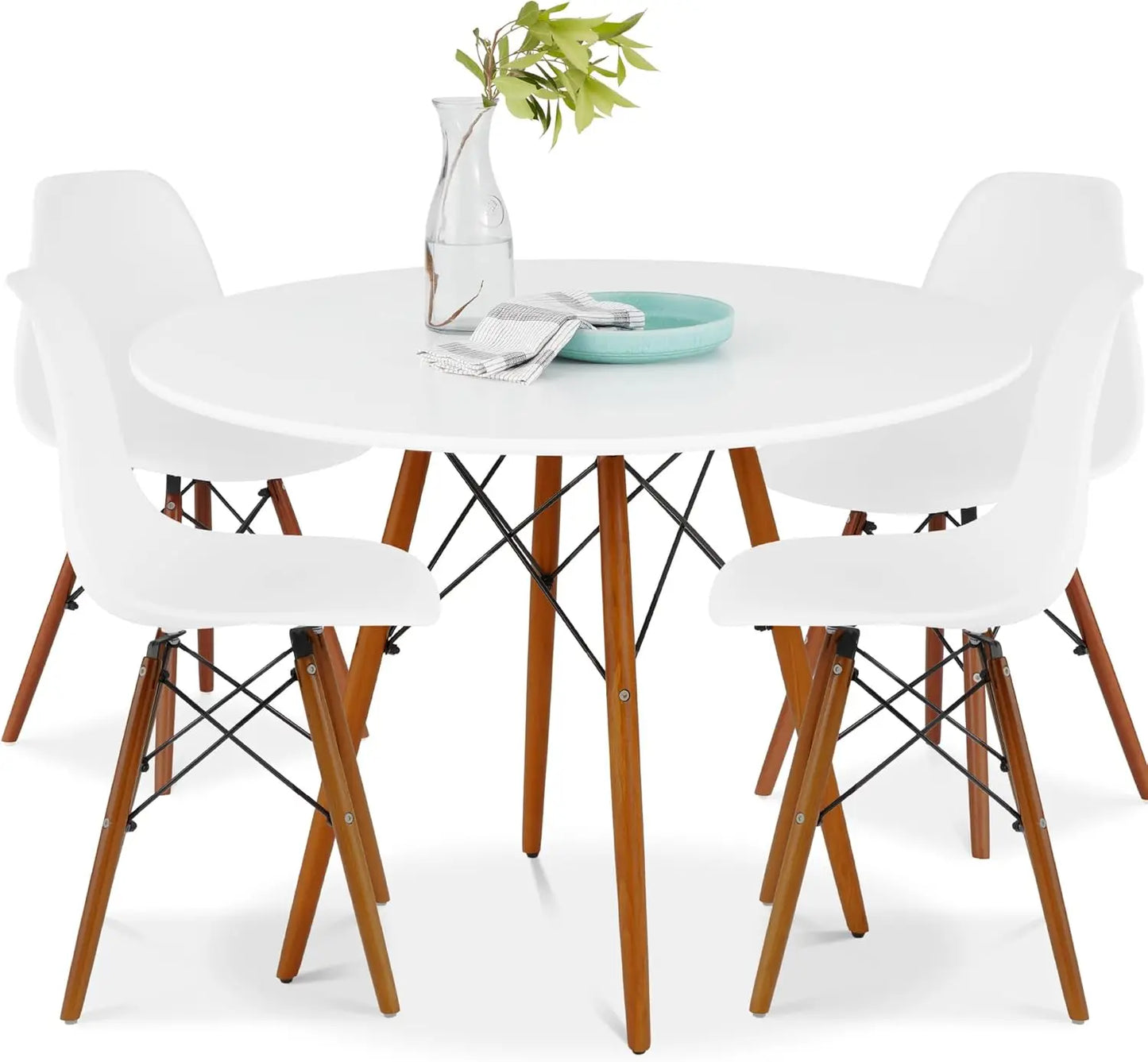 5-Piece Dining Set, Compact Mid-Century Modern Table & Chair Set for Home, w/ 4 Chairs, Suitable for dining rooms living rooms