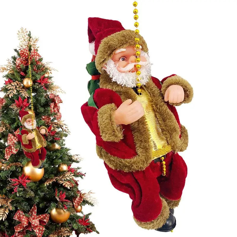 Battery Powered Mini Santa Claus Climbing Decor Christmas Santa Claus Climbing On Rope Seasonal Party Decorations For Home Decor