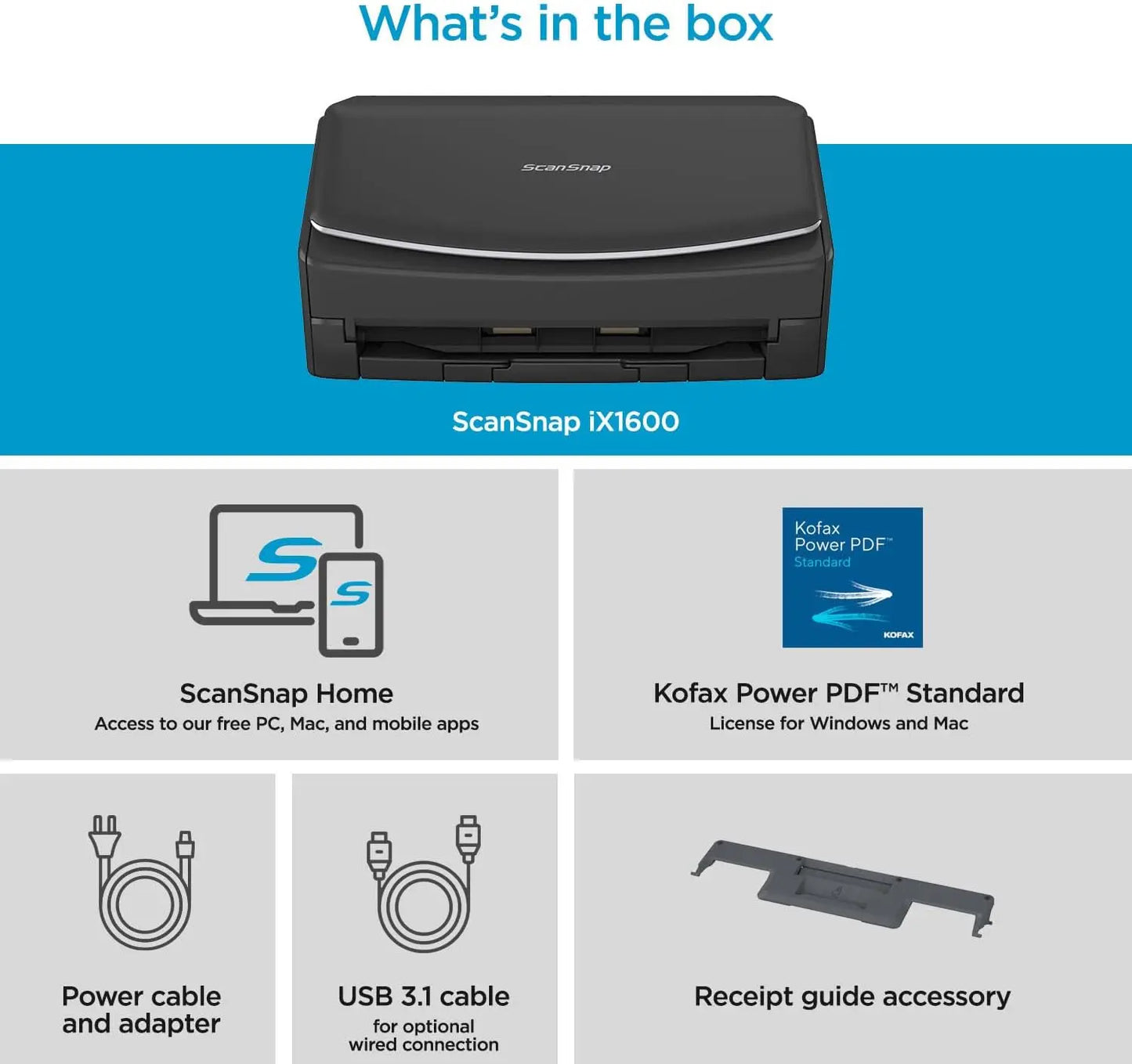 Wireless or USB High-Speed Cloud Enabled Document, Photo & Receipt Scanner with Large Touchscreen and Auto Document