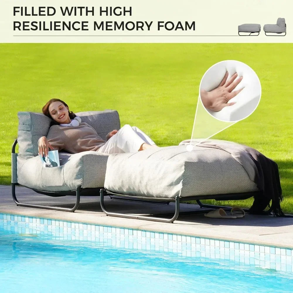 3-foot Bean Bag Chair, Memory Foam and E-coated Steel Frame Removable Cover, Bean Bag Outdoor Sofa (40 "/grey)