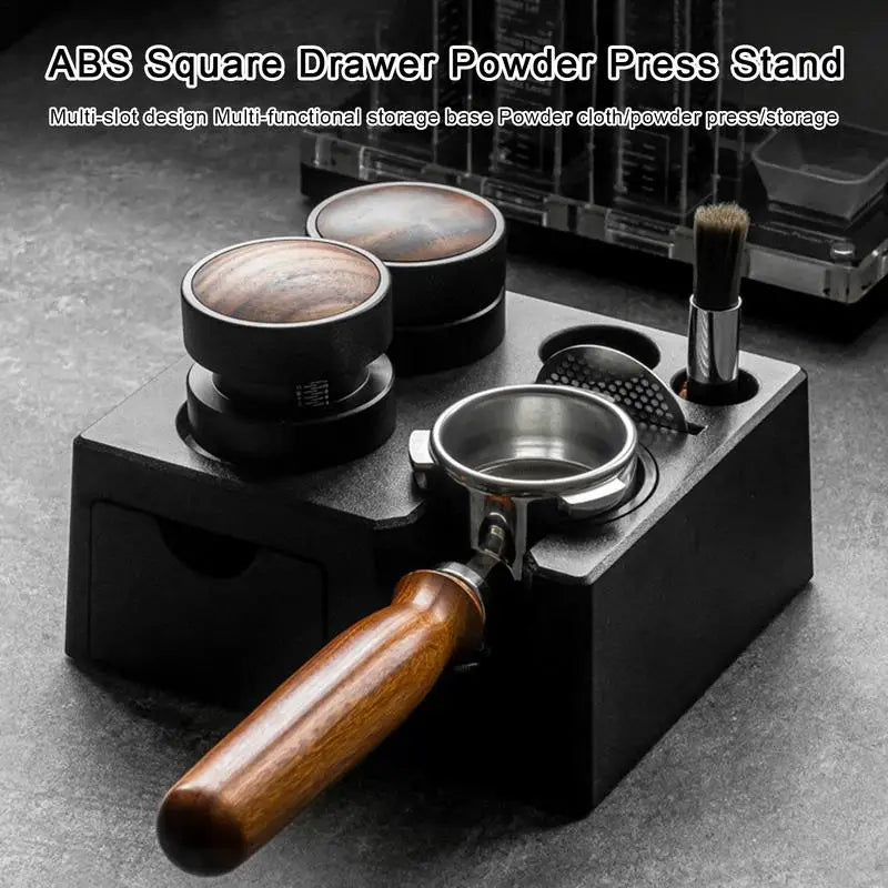 ABS square drawer style Espresso Tamper Holder, ABS Coffee Tamper Station Base, Espresso Tamp Mat Stand Universal size