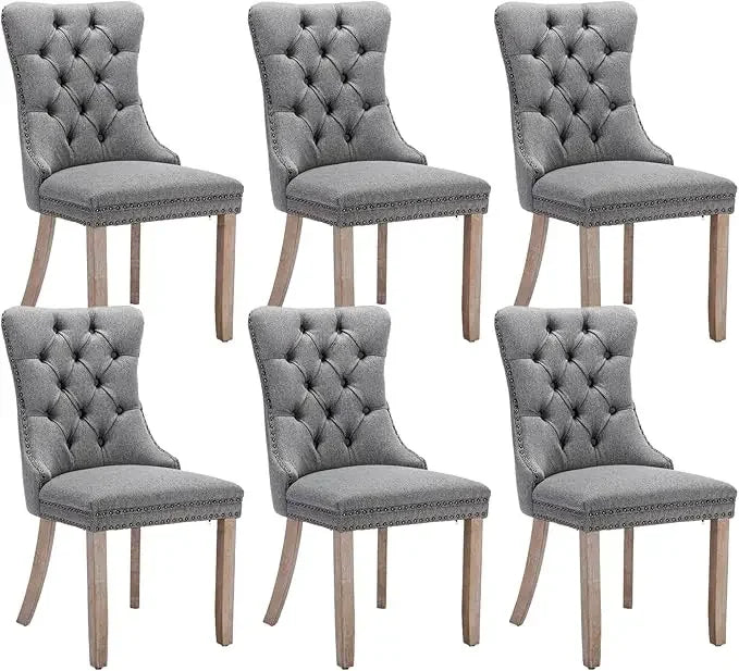 Velvet Dining Chairs Set of 6, Tall Back Side Chair, Modern Upholstered High-end Tufted Side Chair with Button Back Ring