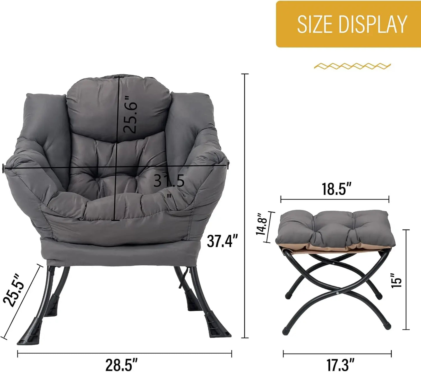 Chair with Ottoman, Modern Lounge Accent with Armrests and a Side Pocket, Leisure Upholstered Sofa Reading