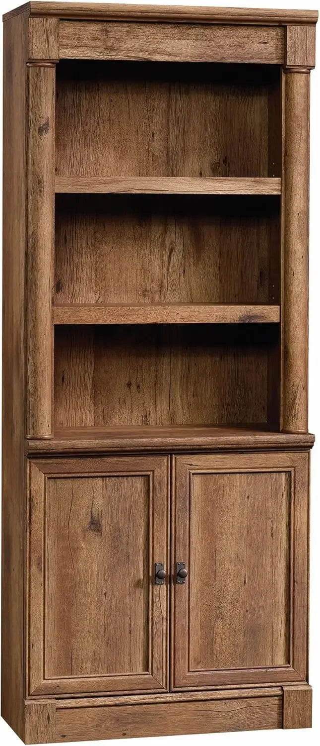 Sauder Palladia Book Shelf, Bookshelf with Storage, Library Bookcase with Doors and Adjustable Shelves, in Glacier Oak Finish