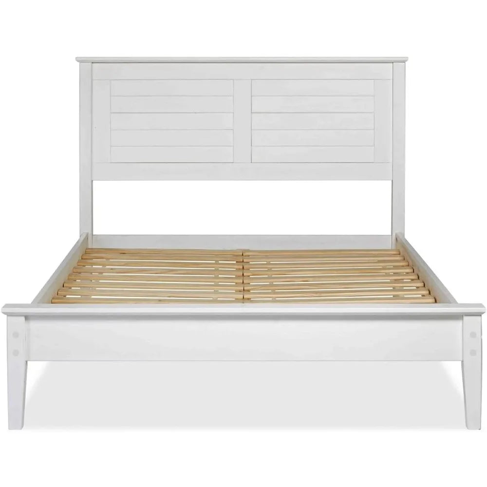 Twin Room Double Bed Queen Size Greenport Solid Wood Platform Bed Brushed White Bunk Beds Bedroom Furniture Home