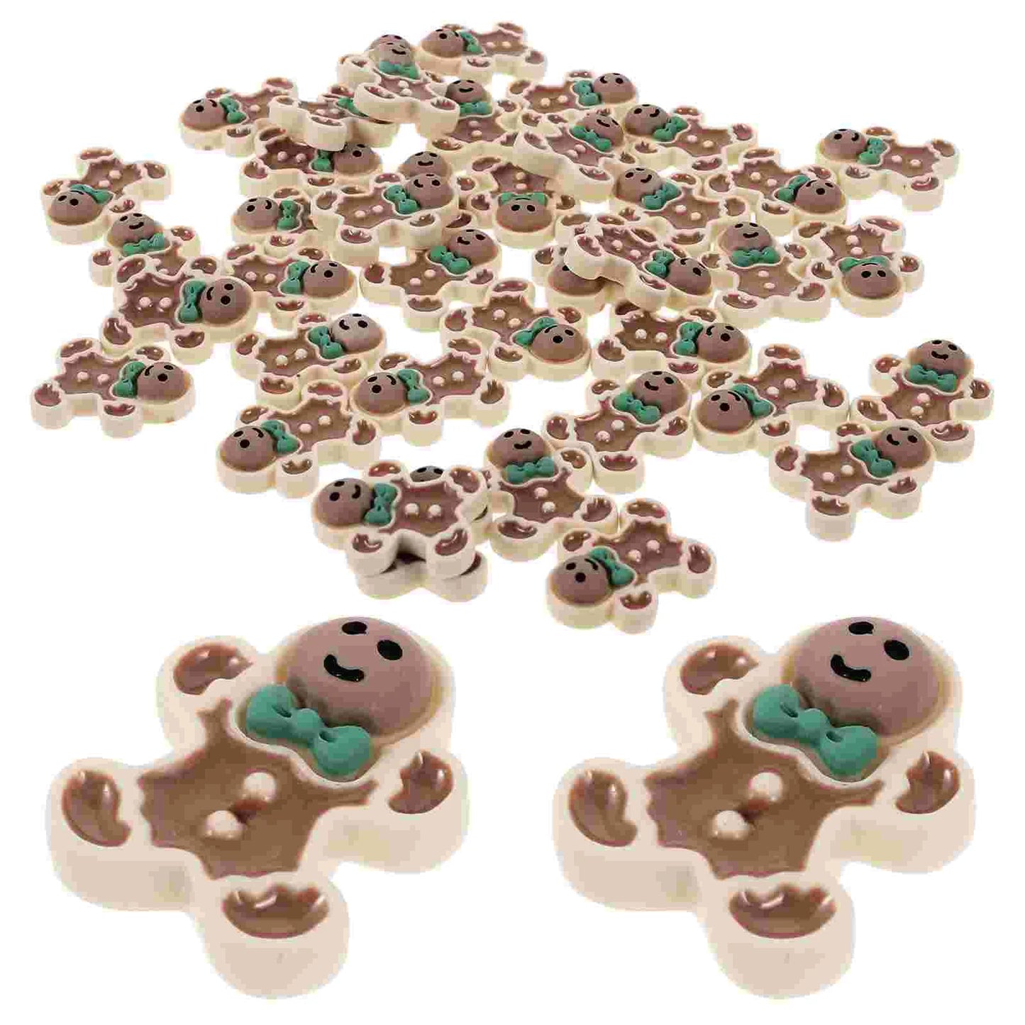 40 Pcs Christmas Accessories Crackers Resin Gingerbread Man DIY Layout Xmas Crafts Decor Tree Keychain Accessory