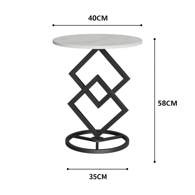 Light Luxury Simple End Table Creative Round Rock Plate Coffee Table Modern Small Household Living Room Metal Small Sofa