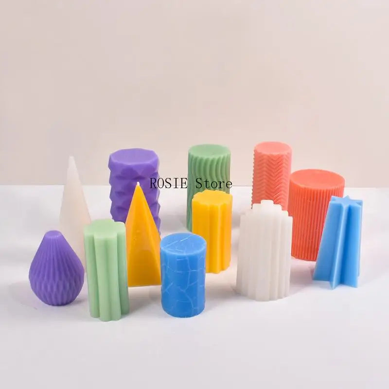 Cylinder Silicone Candle Mold DIY Stripe Candles Dinner Ornament Making Plaster Epoxy Resin Molds Home Decor Handmade Gifts