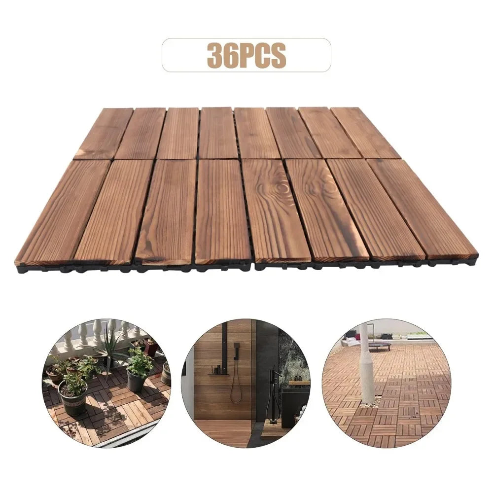 Garden floor, wood plastic composite outdoor waterproof and anti slip interlocking 12 "x 12" (12, brown, 36), garden floor