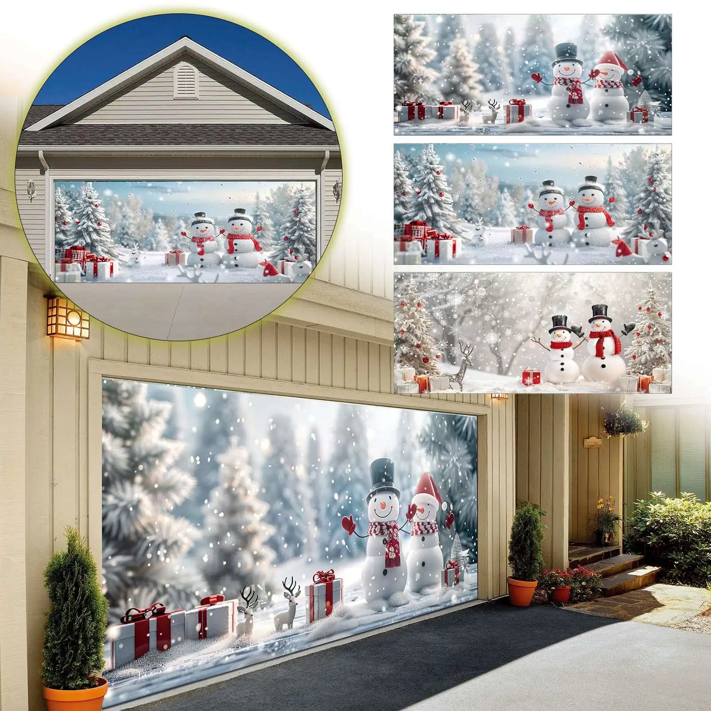 Snowman Xmas Tree Party Banner The Background Christmas Party Santa Photography Christmas Garage Door Background Party Banner