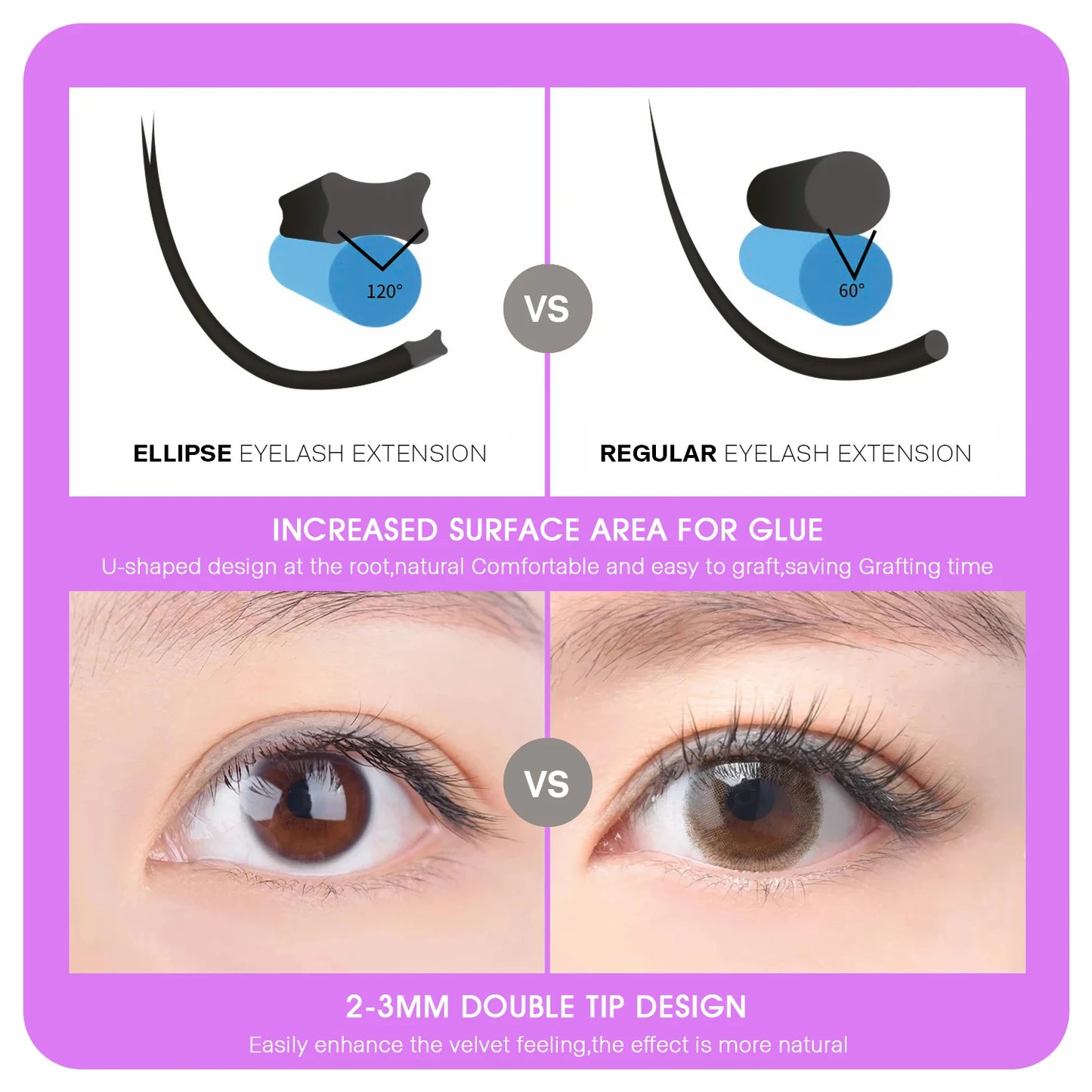 MASSCAKU Ellipse Flachwimpern weich Split-Tips Fake Wimpernverlängerung Einzelwimpern Natur Flache Ellipse Wimpern Zubehör